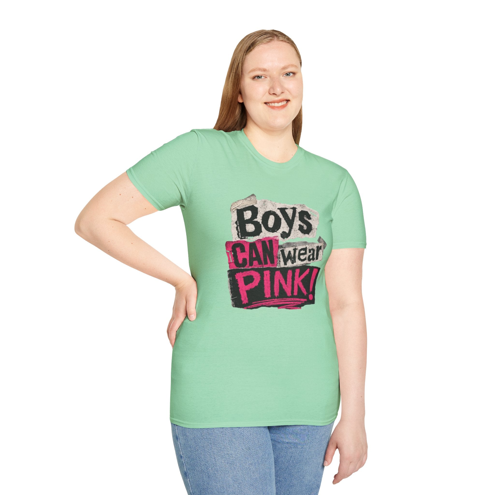 Boys Can Wear Pink T-Shirt — Bold Retro Feminist Graphic Tee