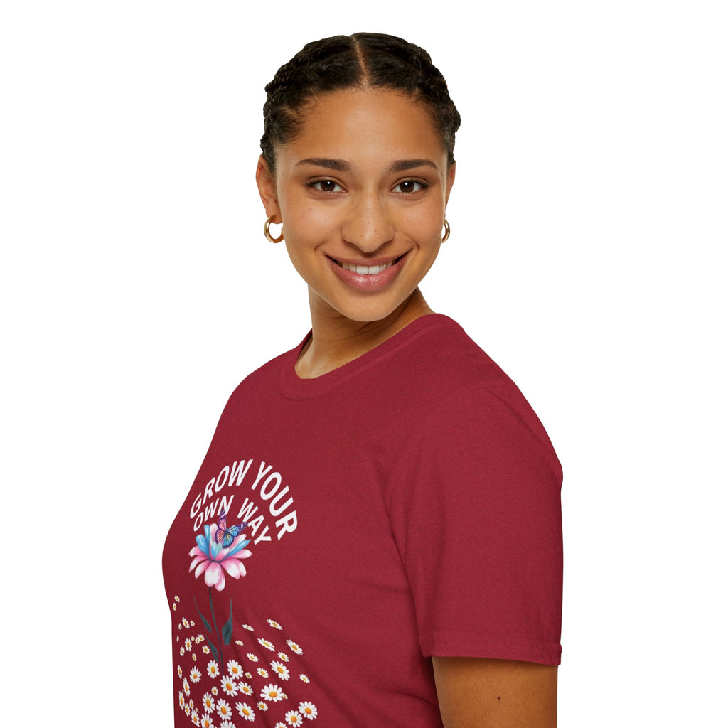 Grow Your Own Way Trans Pride Unisex T-Shirt - Floral Design for Garden Lovers