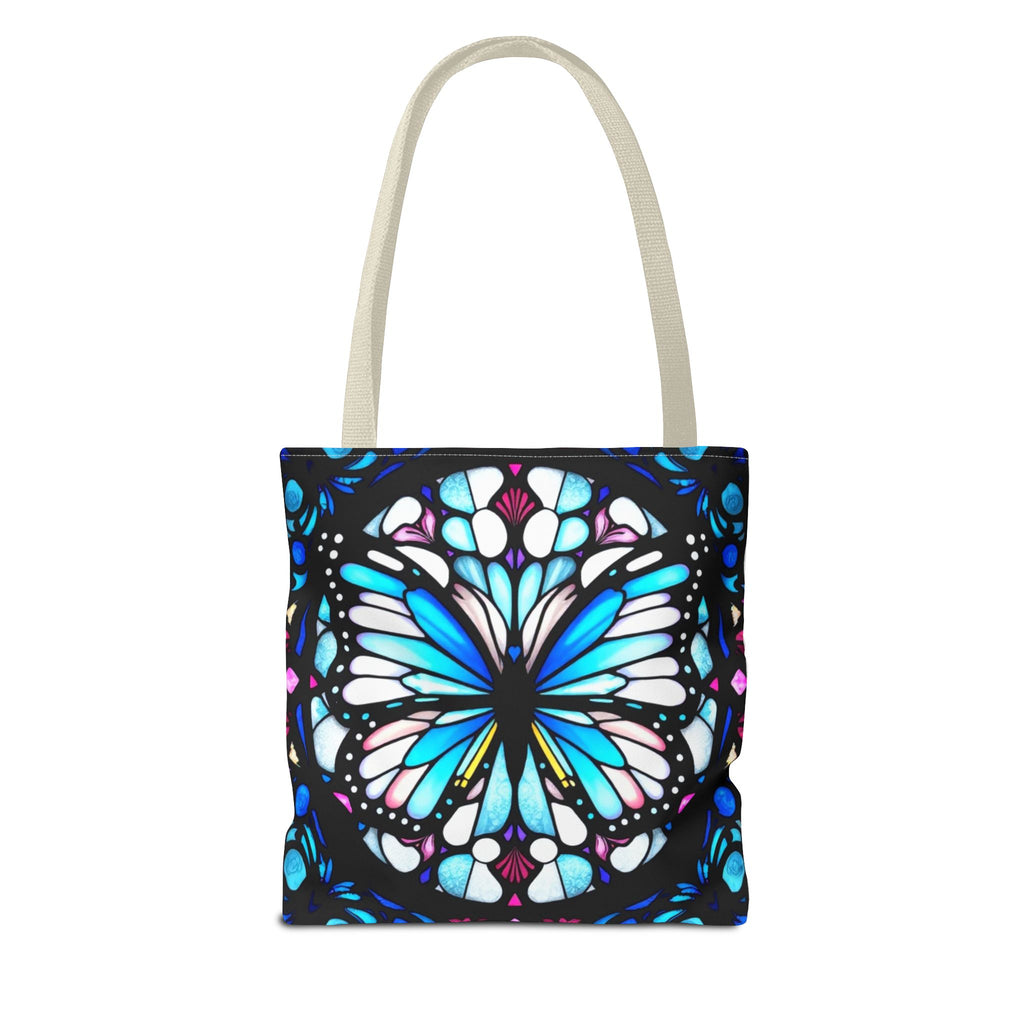 Colorful Butterfly Stained Glass Design Tote Bag