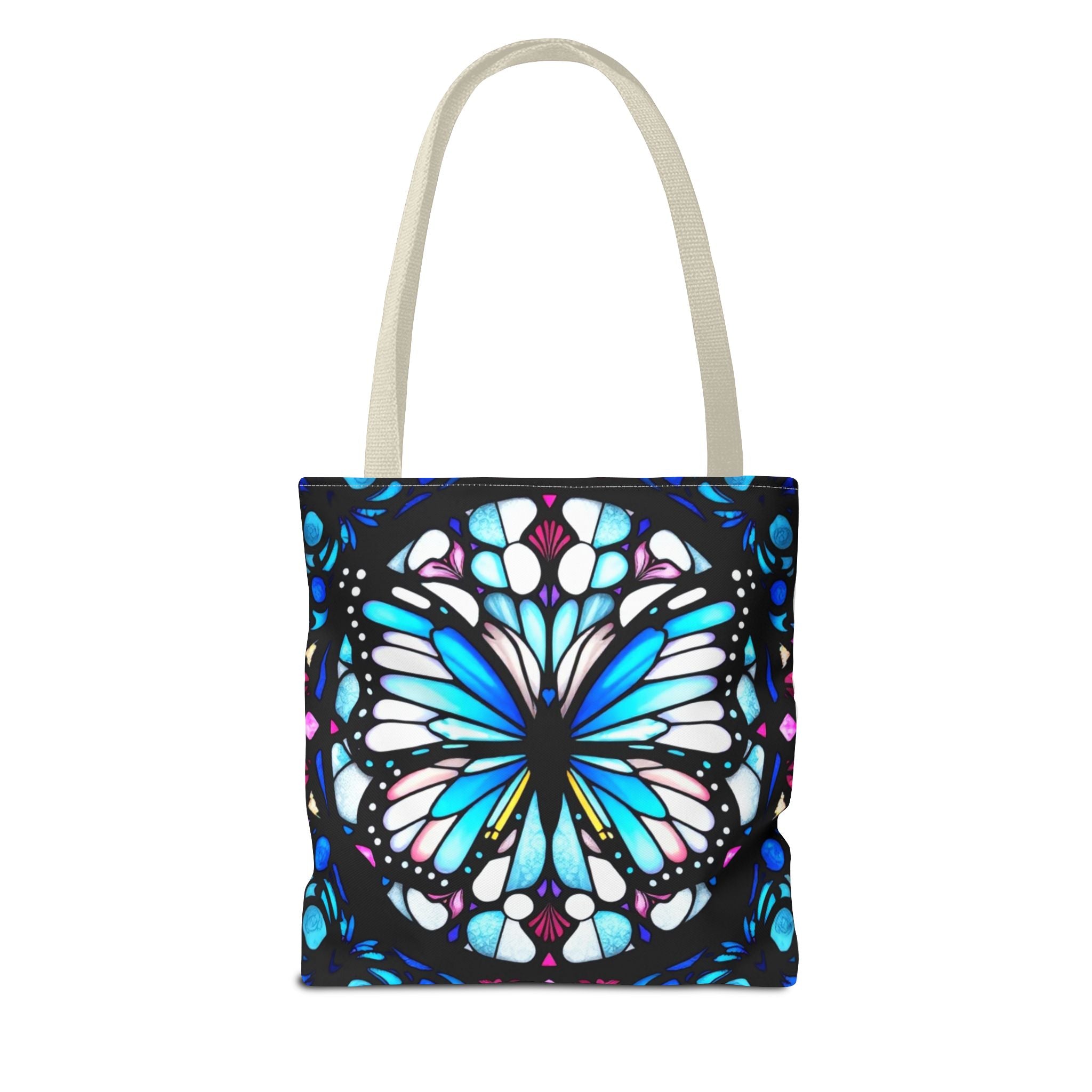 Colorful Butterfly Stained Glass Design Tote Bag