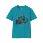 Juneteenth T-Shirt - "Happy Juneteenth" Fireworks Celebration Tee