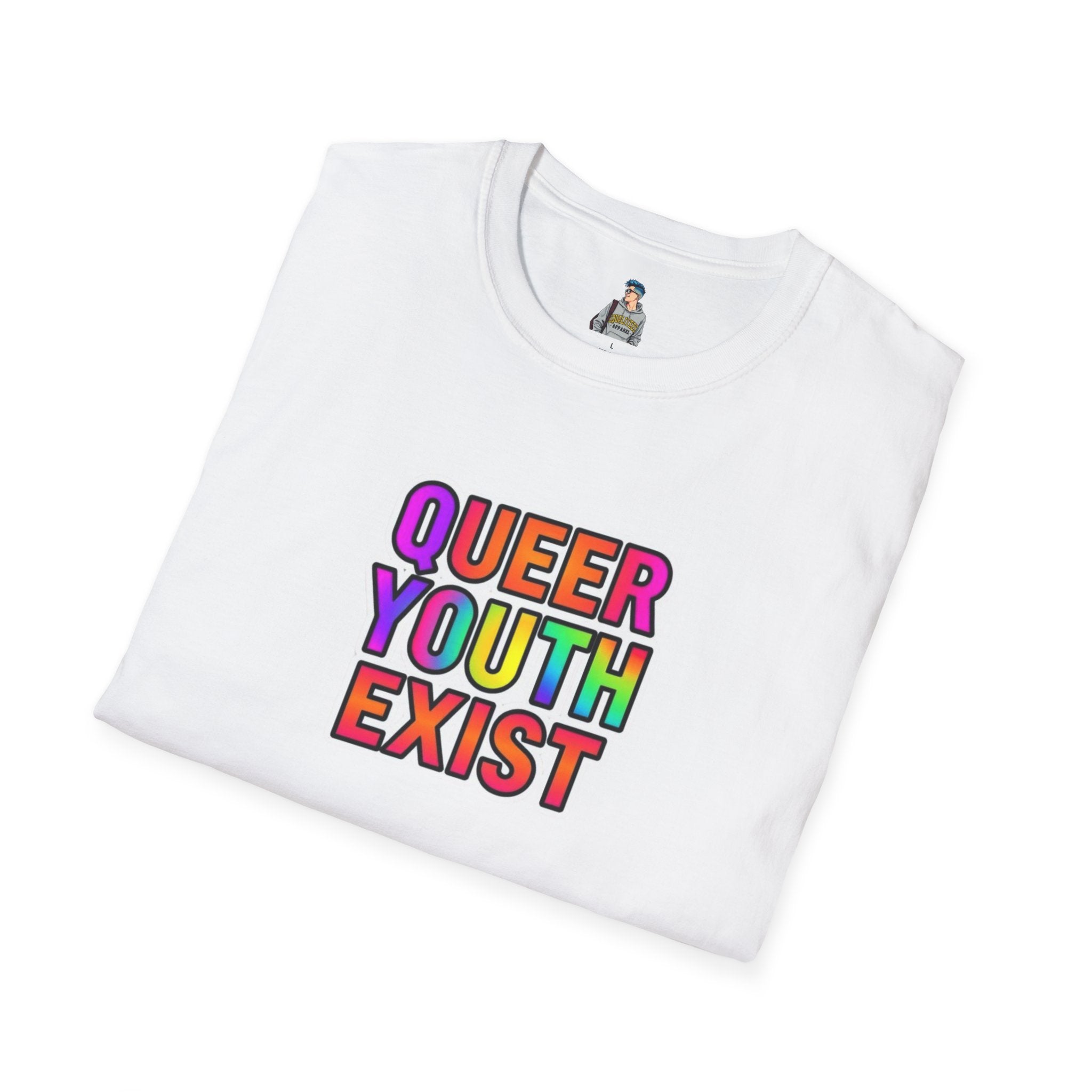 Queer Youth Exist T-Shirt | Unisex Softstyle Tee for Pride Events & Everyday Wear