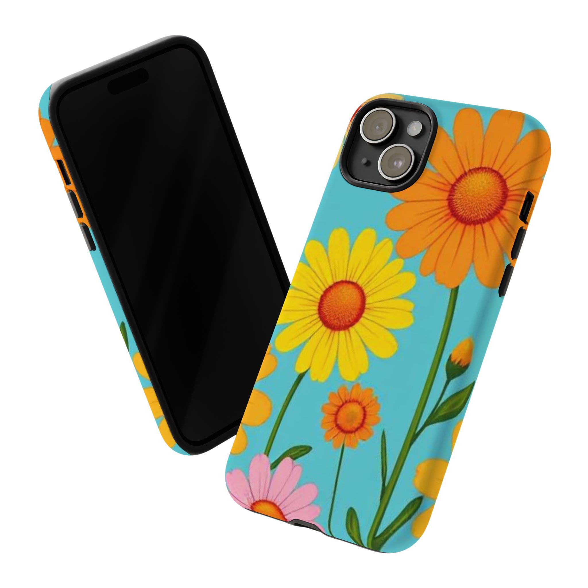 Floral Tough Phone Case for iPhone — Bright Daisy Garden Protective Cover