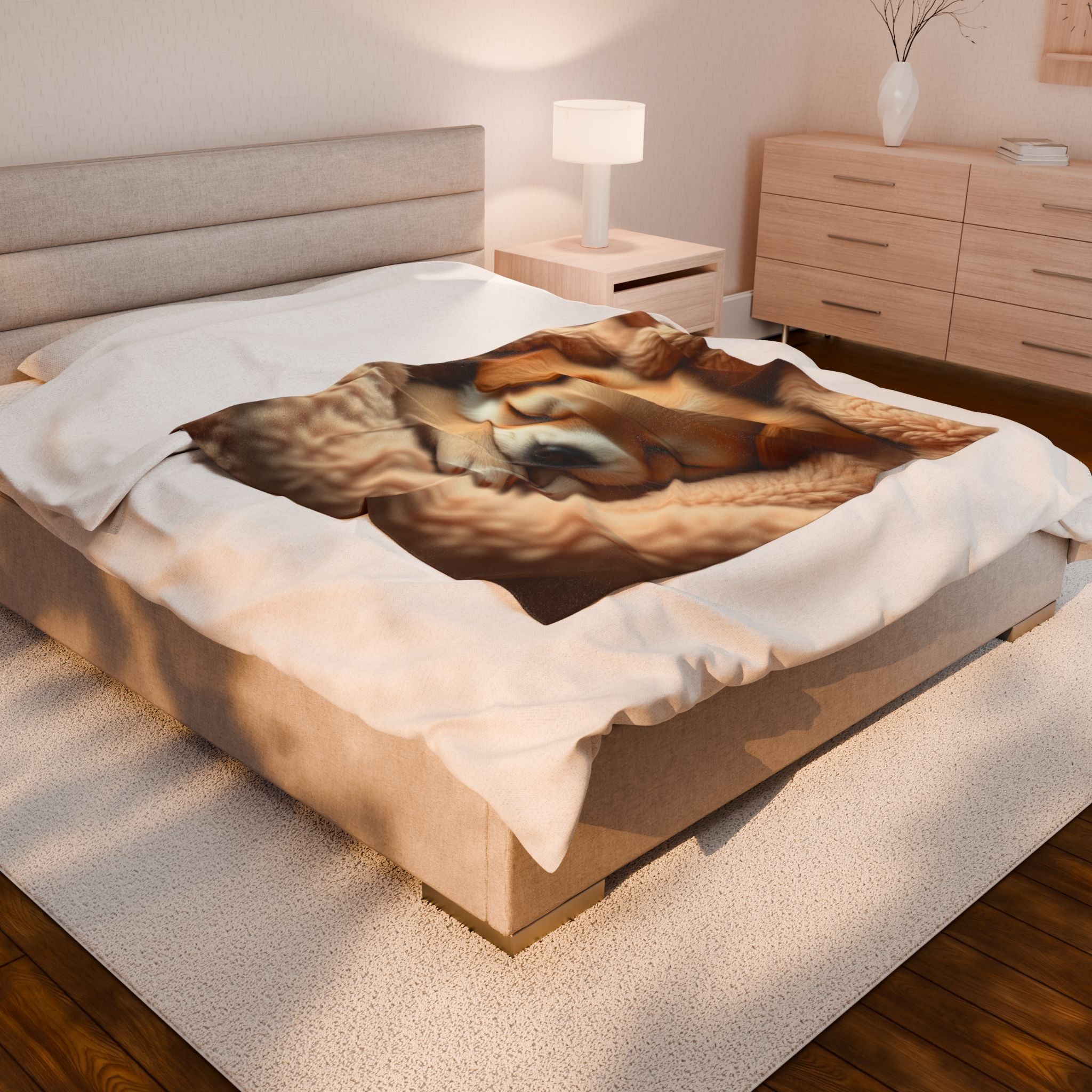 Cozy Pup Velveteen Plush Blanket – Adorable Dog Design for Comfort and Warmth