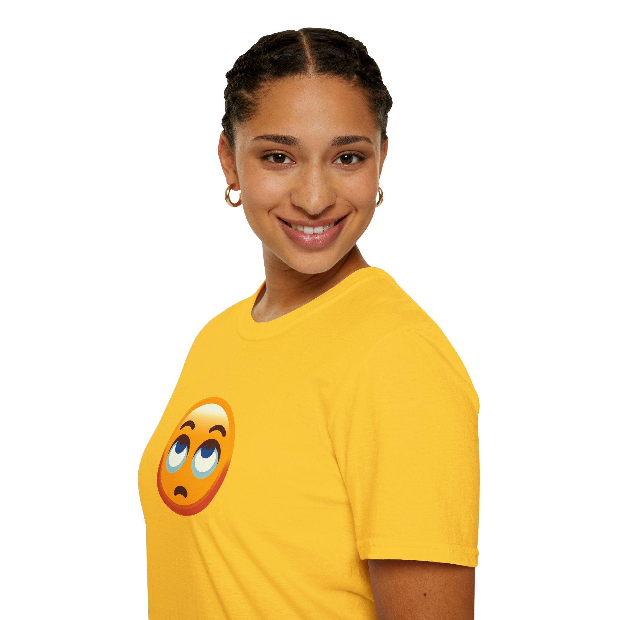 Unisex Softstyle T-Shirt with Eye Roll Emoji | Casual Graphic Tee for Everyday Humor