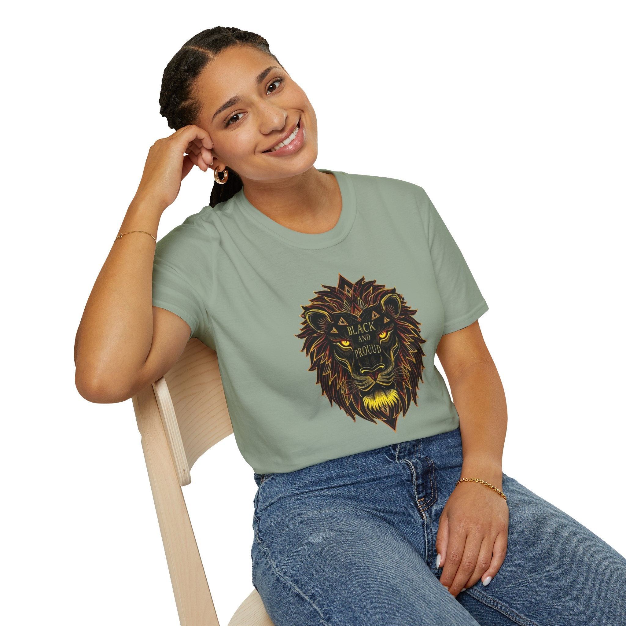 Black & Proud Lion Softstyle T-Shirt - Unisex Graphic Tee