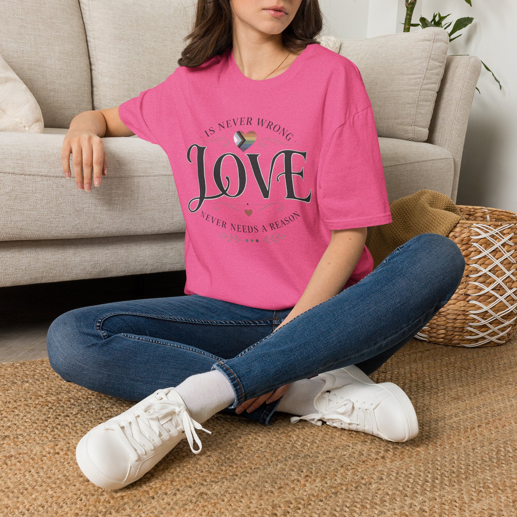 Love Is Never Wrong T-Shirt — LGBTQ+ Pride Heart Tee