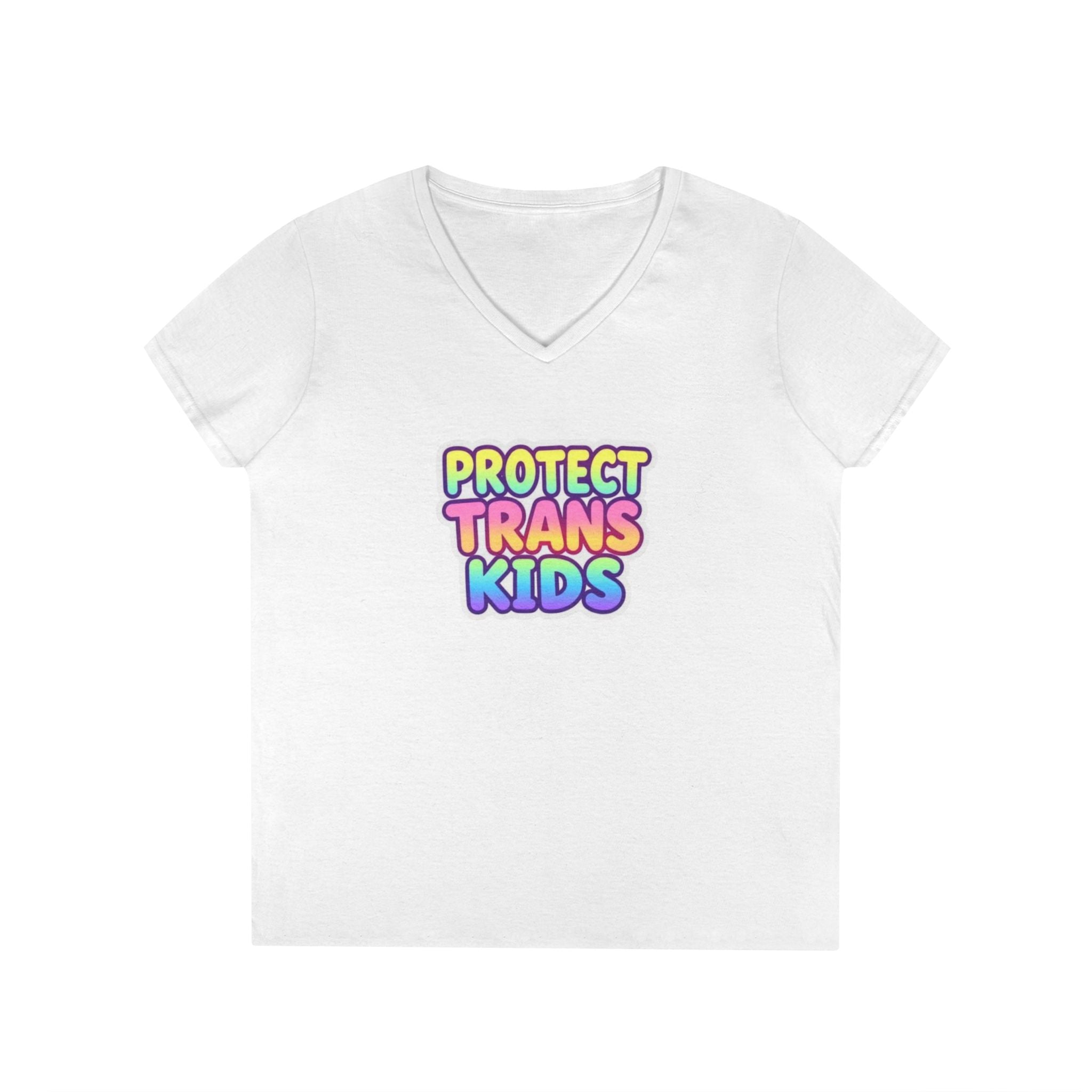 Protect Trans Kids V-Neck T-Shirt | Supportive Apparel for Advocacy