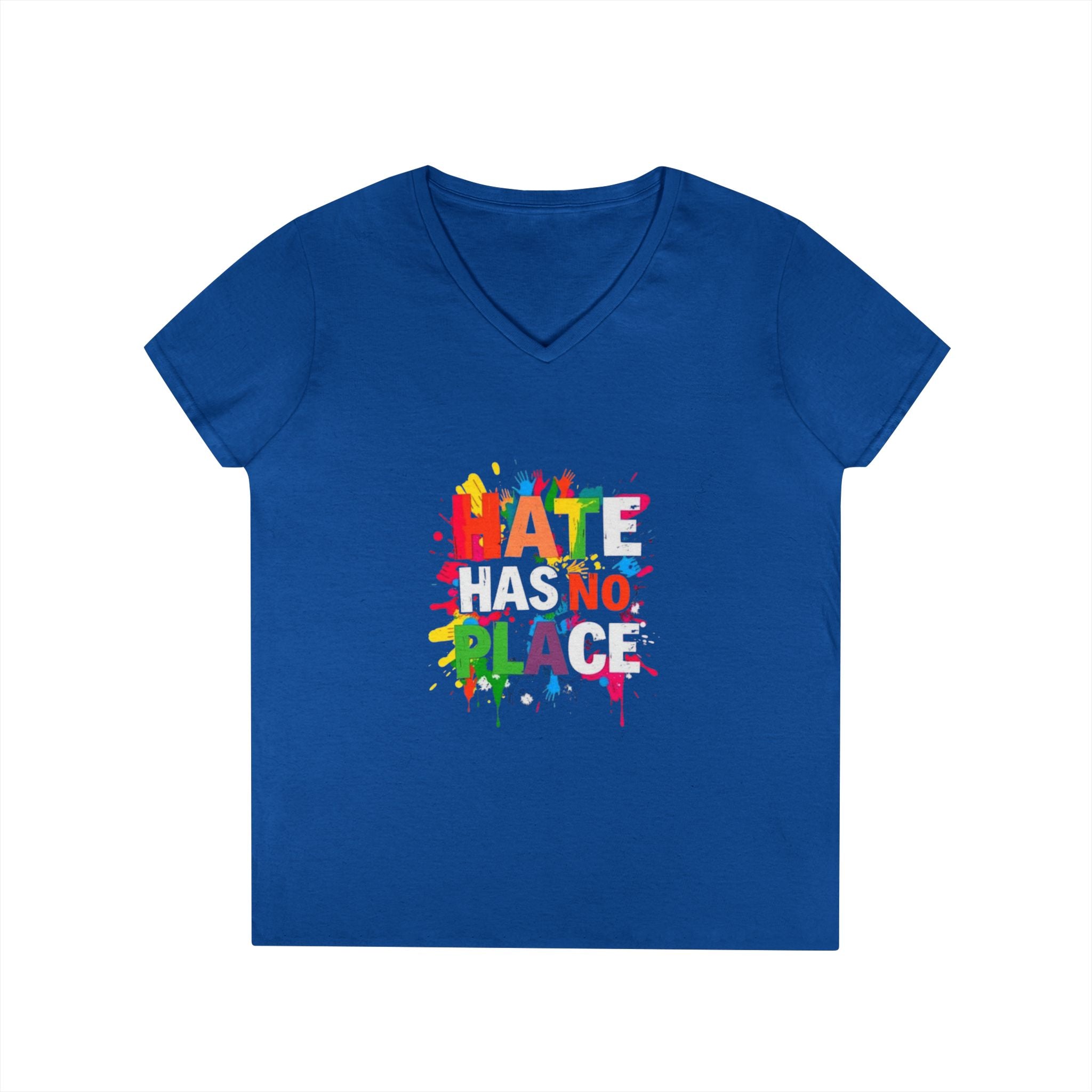 Ladies' V-Neck T-Shirt - "Hate Has No Place" Statement Tee