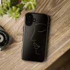 Android OR iPhone Compatible Cases - Gold Line Face Design - Unique Tough Cases