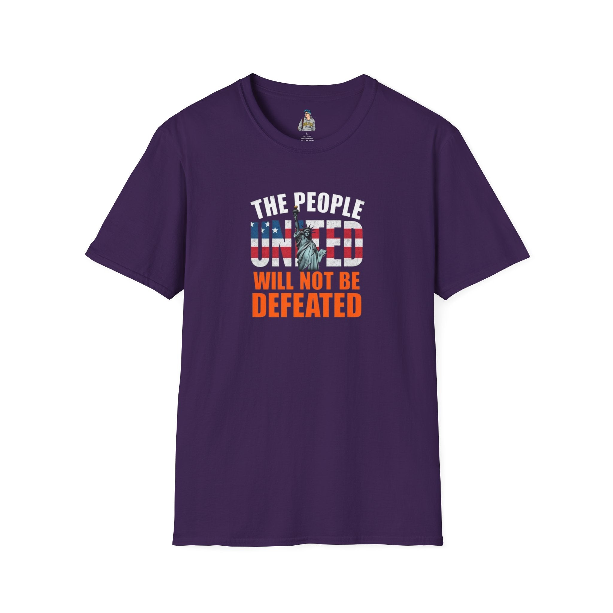 Patriotic Unisex Softstyle T-Shirt - "The People United Will Not Be Defeated"