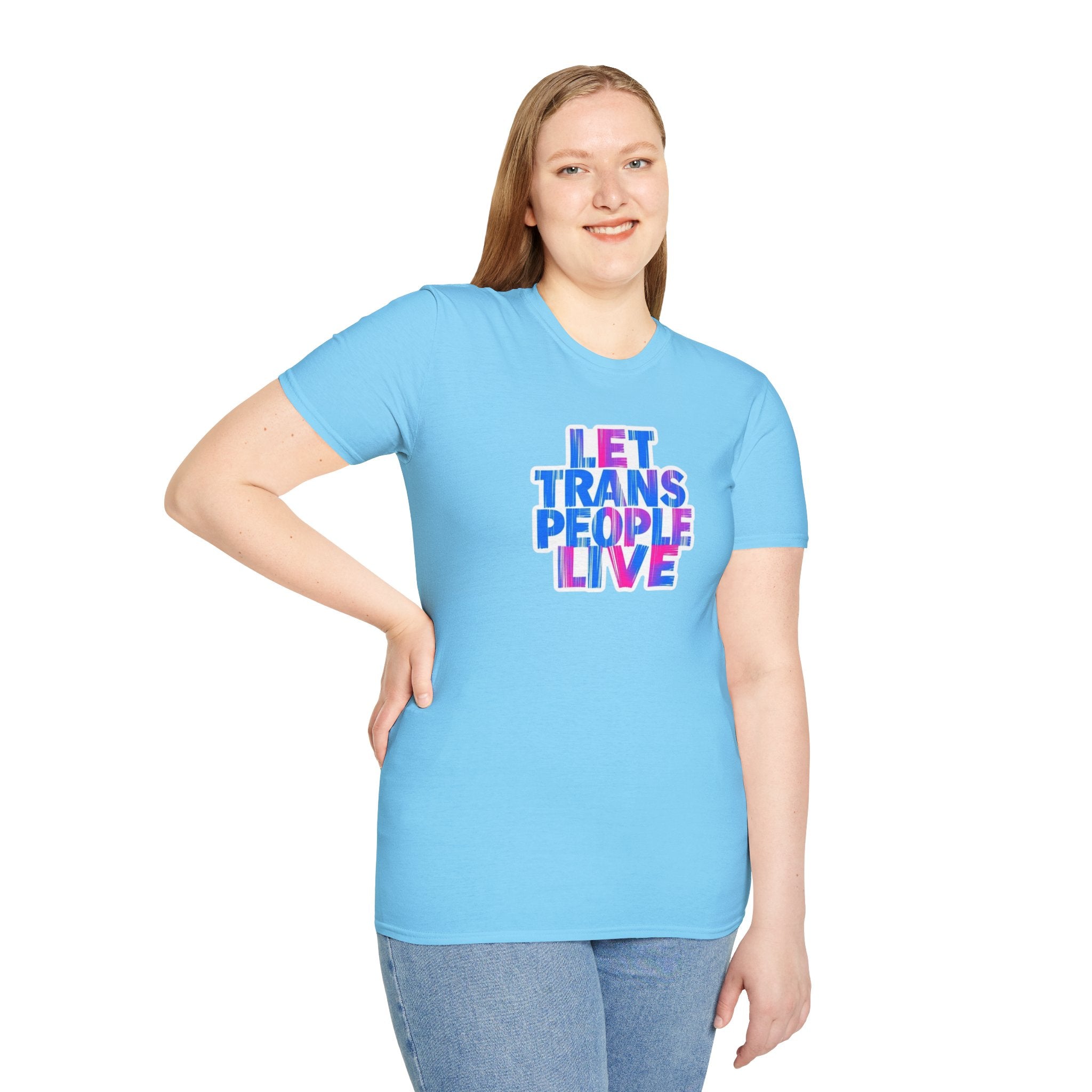 Let Trans People Live Unisex Softstyle T-Shirt - Supportive Statement Tee for LGBTQ+ Pride