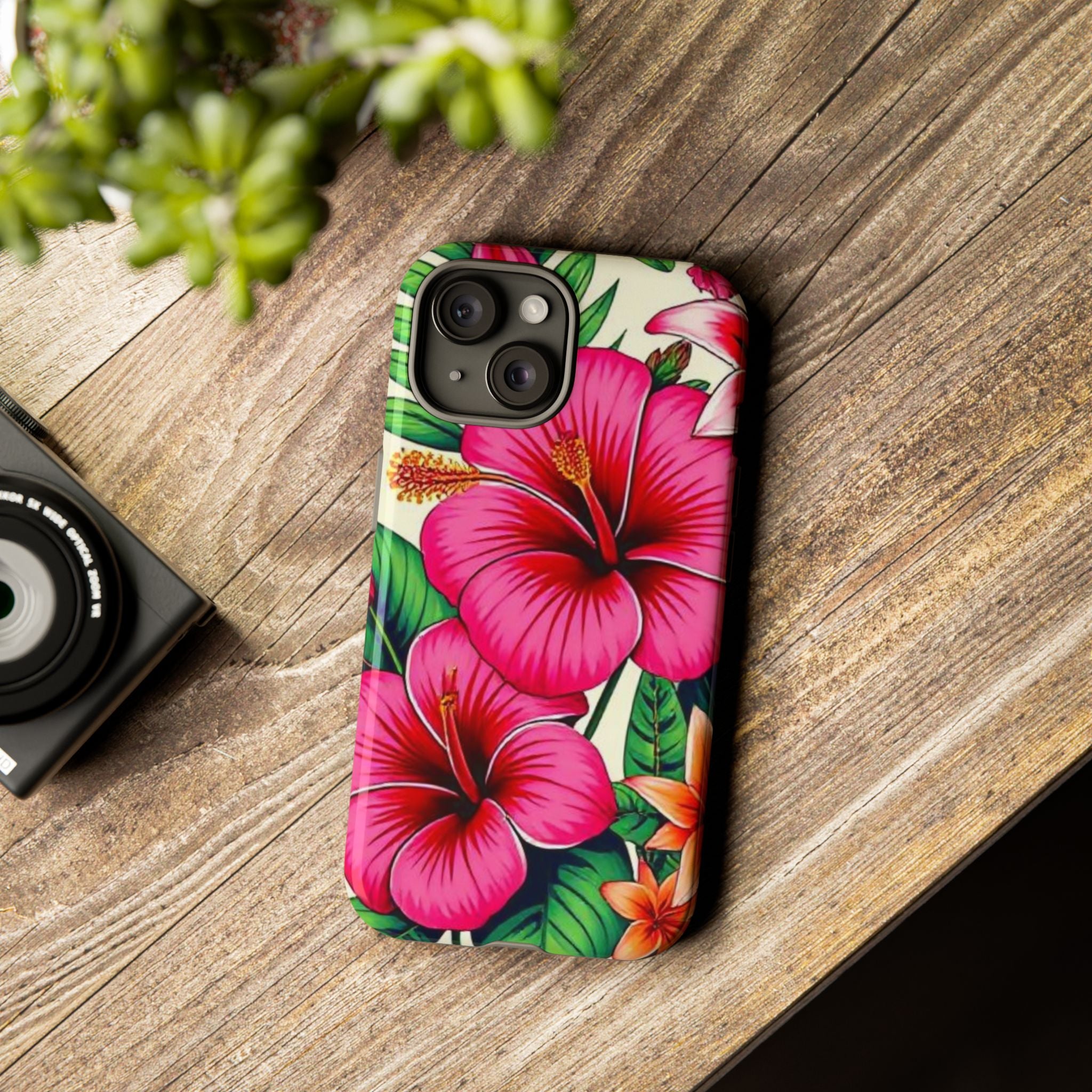 Tropical Hibiscus Phone Case for iPhone — Floral Tough Protective Cover