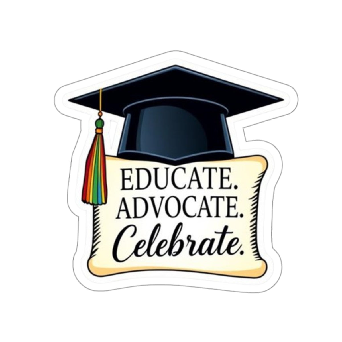 Graduation Celebration Die-Cut Stickers - Educate Advocate Celebrate