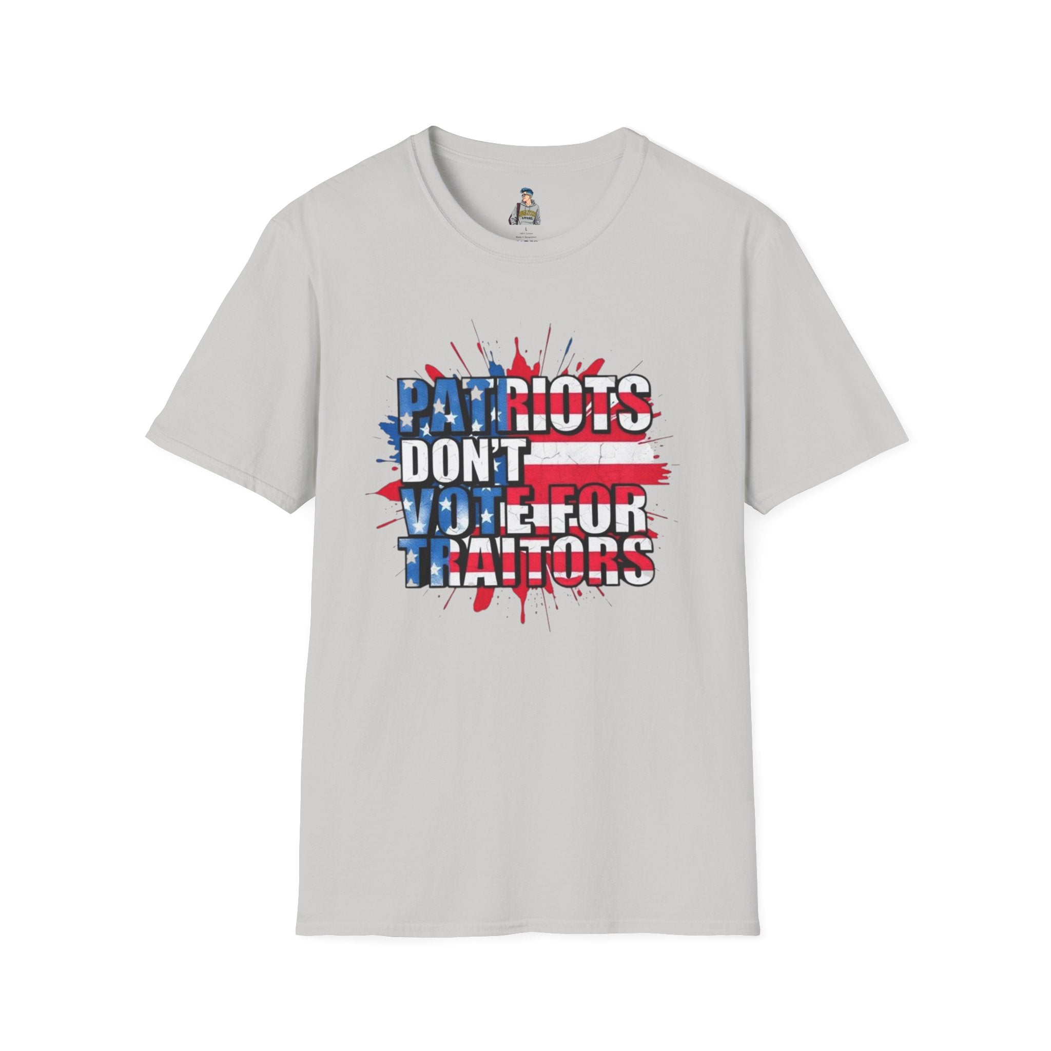 Unisex Softstyle T-Shirt - 'Patriots Don't Vote for Traitors' with USA Flag Design
