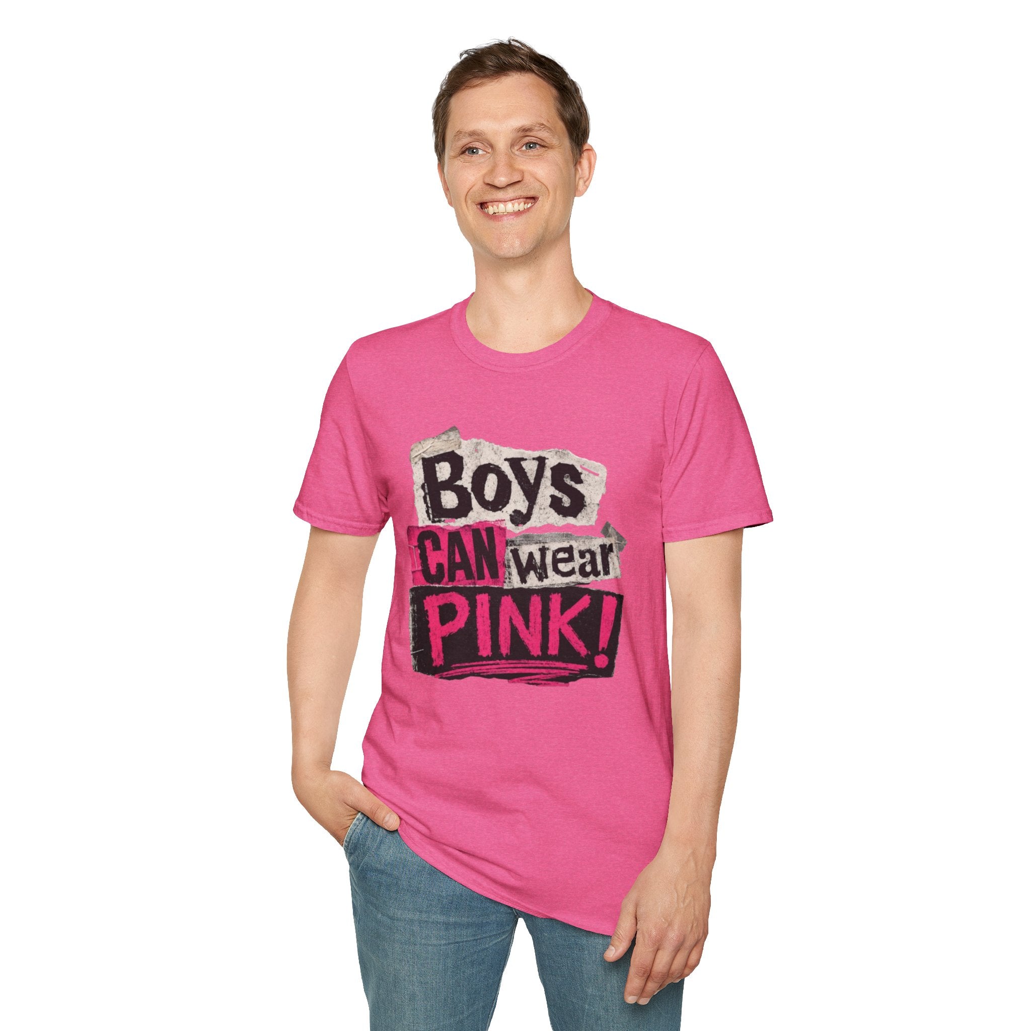 Boys Can Wear Pink T-Shirt — Bold Retro Feminist Graphic Tee