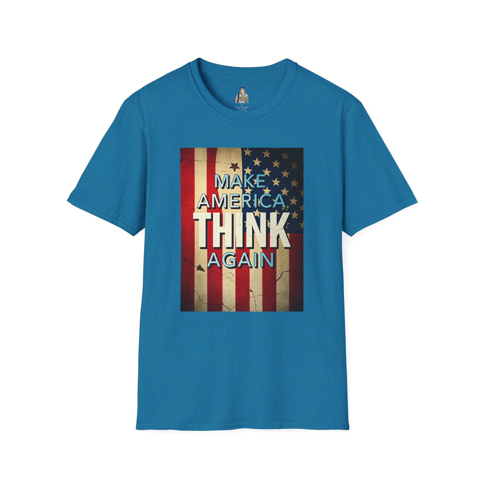 American Patriot Pride Unisex Softstyle T-Shirt, Make America Think Again Political Tee