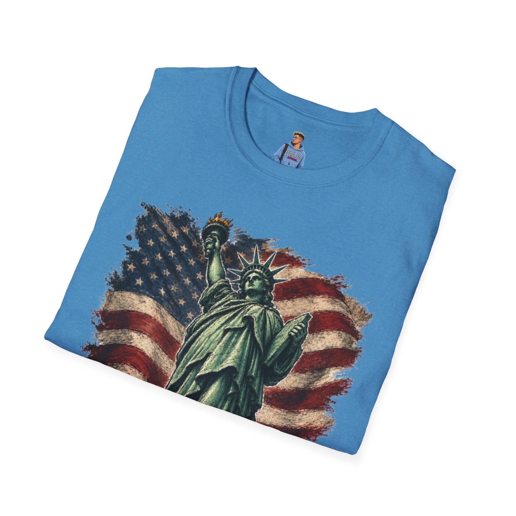 Statue of Liberty Stepping on MAGA American Flag T-Shirt — Patriotic USA Independence Day Tee