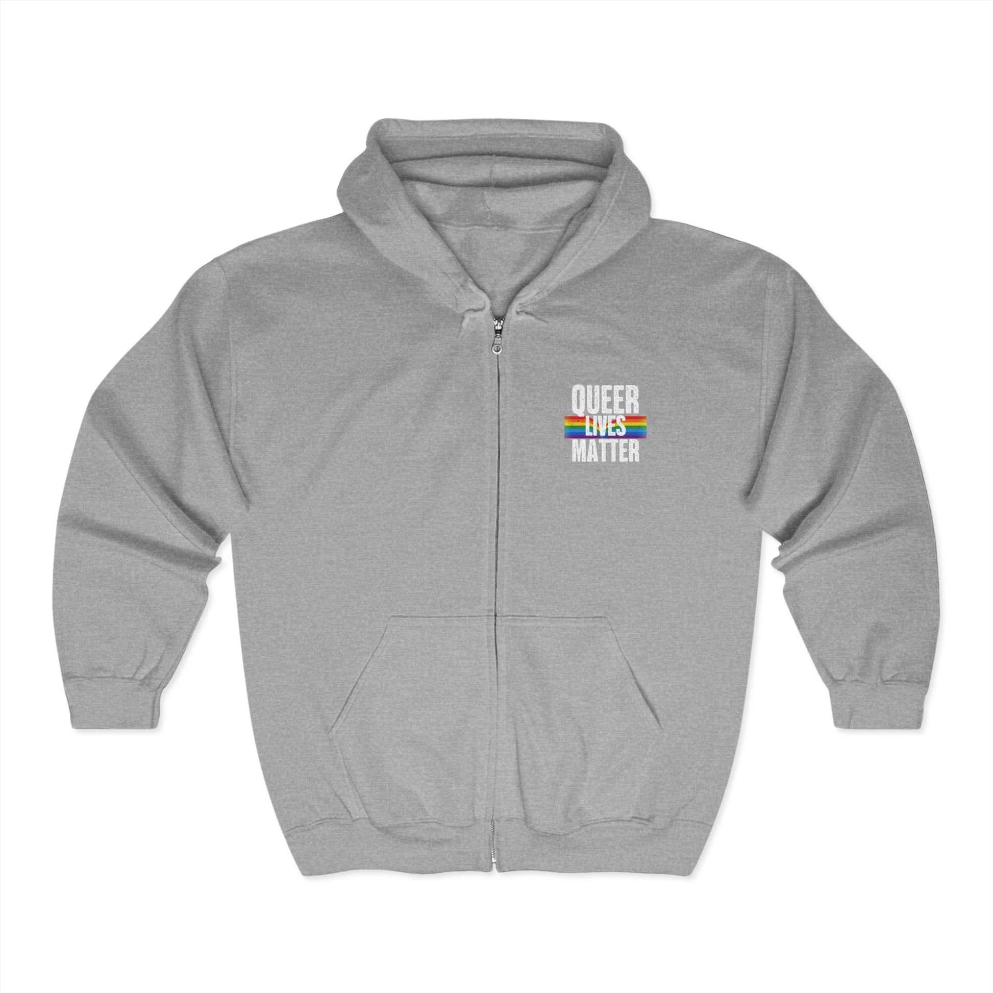 Queer Lives Matter Zip-Up Hoodie - Cozy Outdoor Style