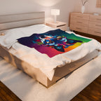 Fractal Wolf Velveteen Plush Blanket