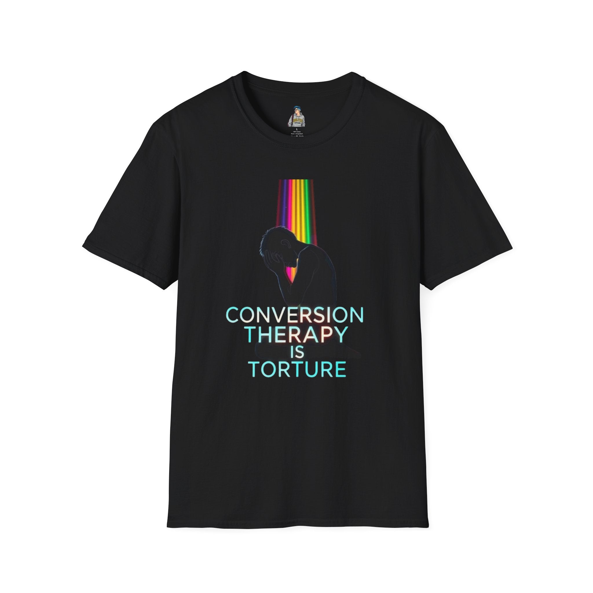 Unisex Softstyle T-Shirt: "Conversion Therapy is Torture" & "We All Belong" - LGBTQ+ Empowerment Tee