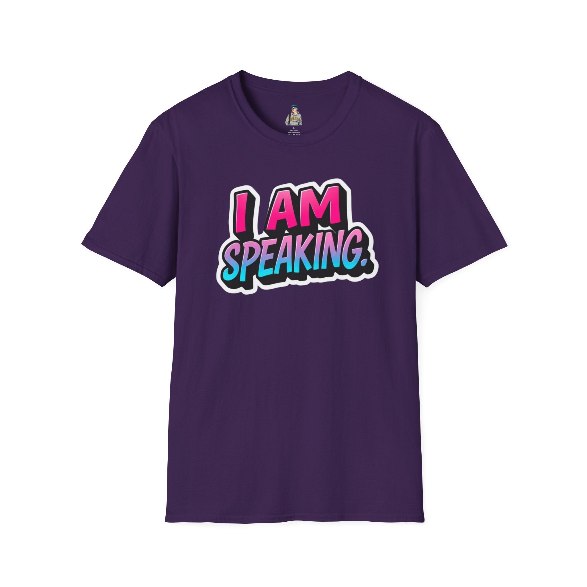 'I Am Speaking' Unisex Softstyle T-Shirt – Bold Statement Tee for Confident Voices
