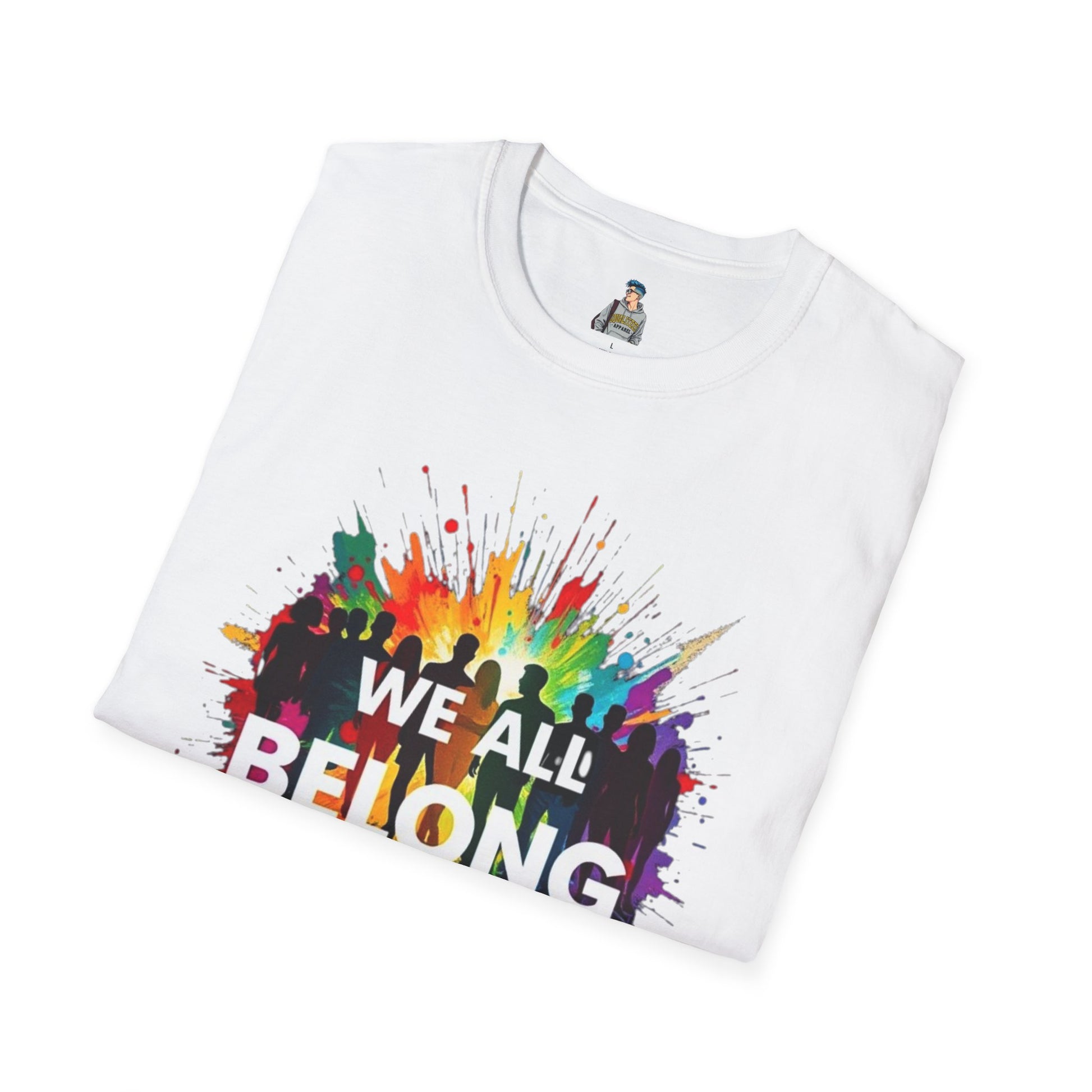 We All Belong Unisex Softstyle T-Shirt - Colorful Pride Tee