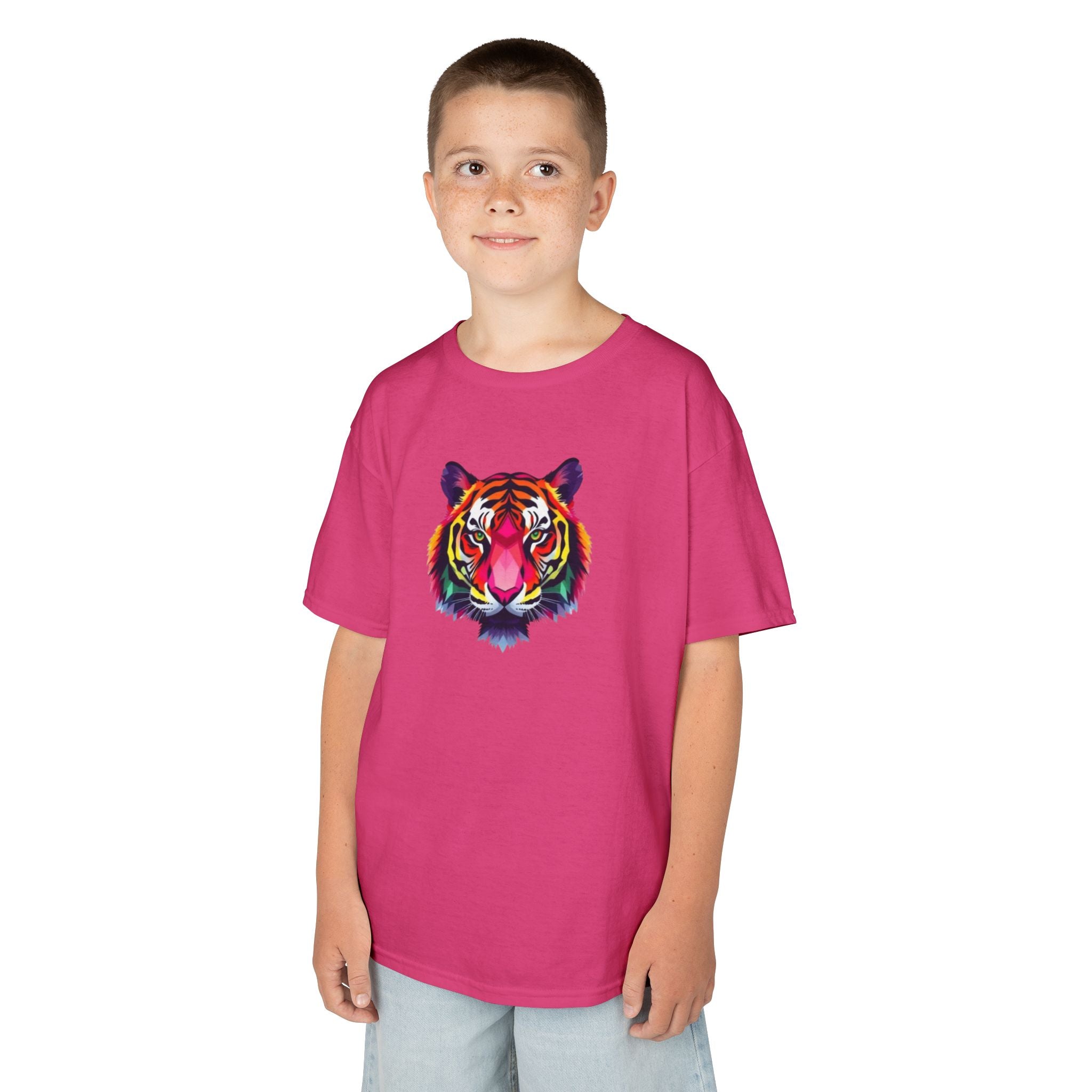 Colorful Fractal Tiger Kids Heavy Cotton Tee