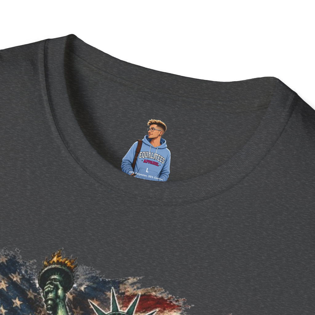 Statue of Liberty Stepping on MAGA American Flag T-Shirt — Patriotic USA Independence Day Tee