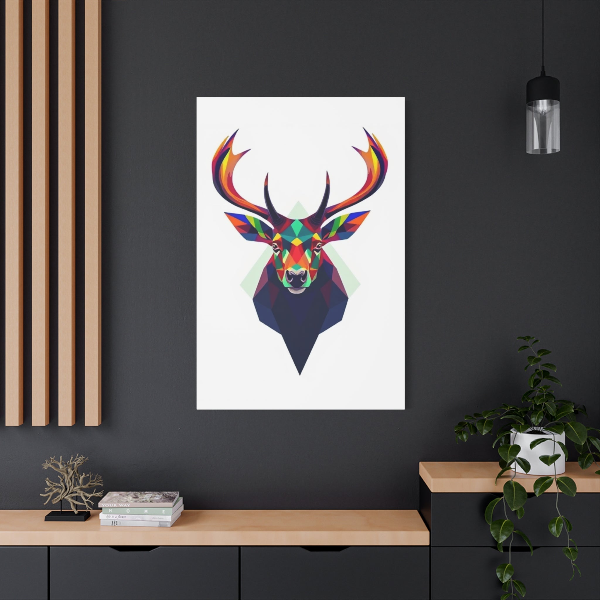 Colorful Elk Art Print - Modern Geometric Canvas Wall Decor