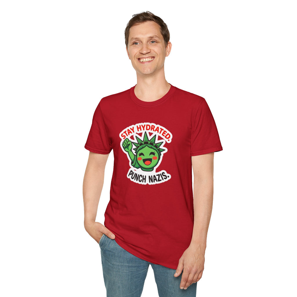 Stay Hydrated, Punch Nazis Funny Political Activism Tee