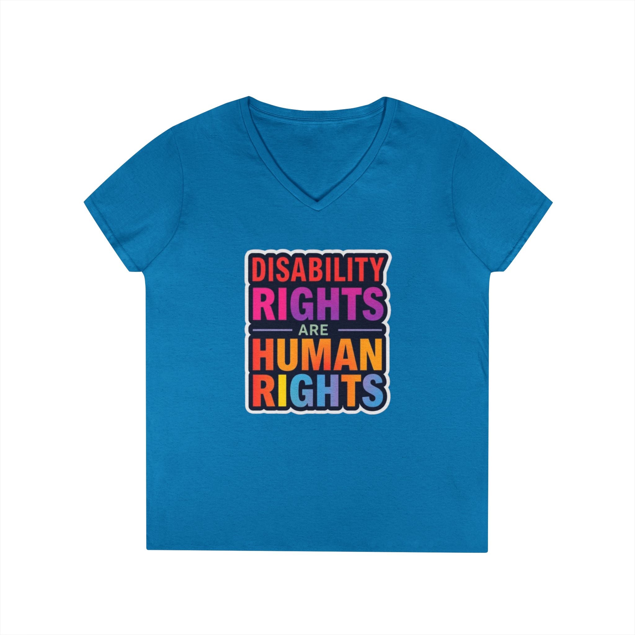 Empowering Ladies' V-Neck T-Shirt - Disability Rights Are Human Rights