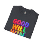 Unisex Softstyle T-Shirt - ' Rainbow Good Will Win' Positive Message Tee