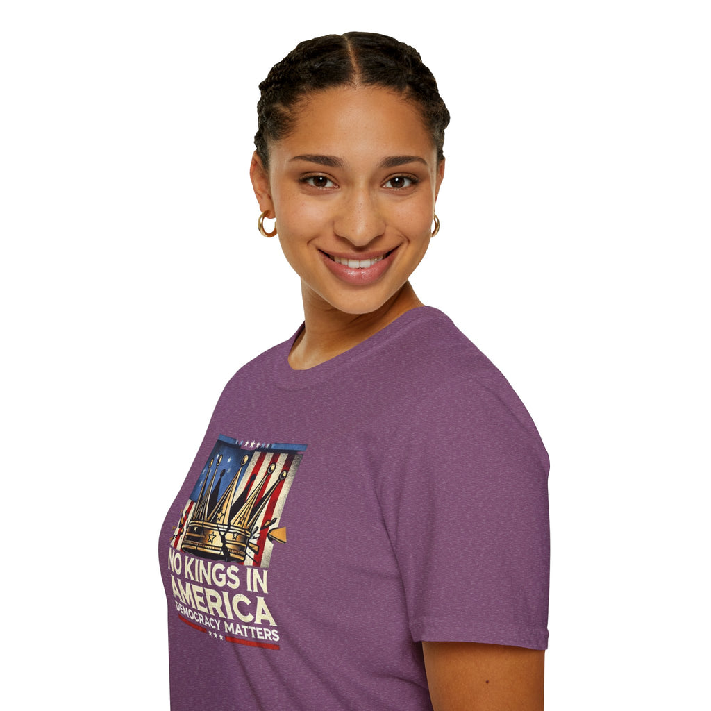 No Kings in America-Democracy Matters  Unisex Softstyle T-Shirt