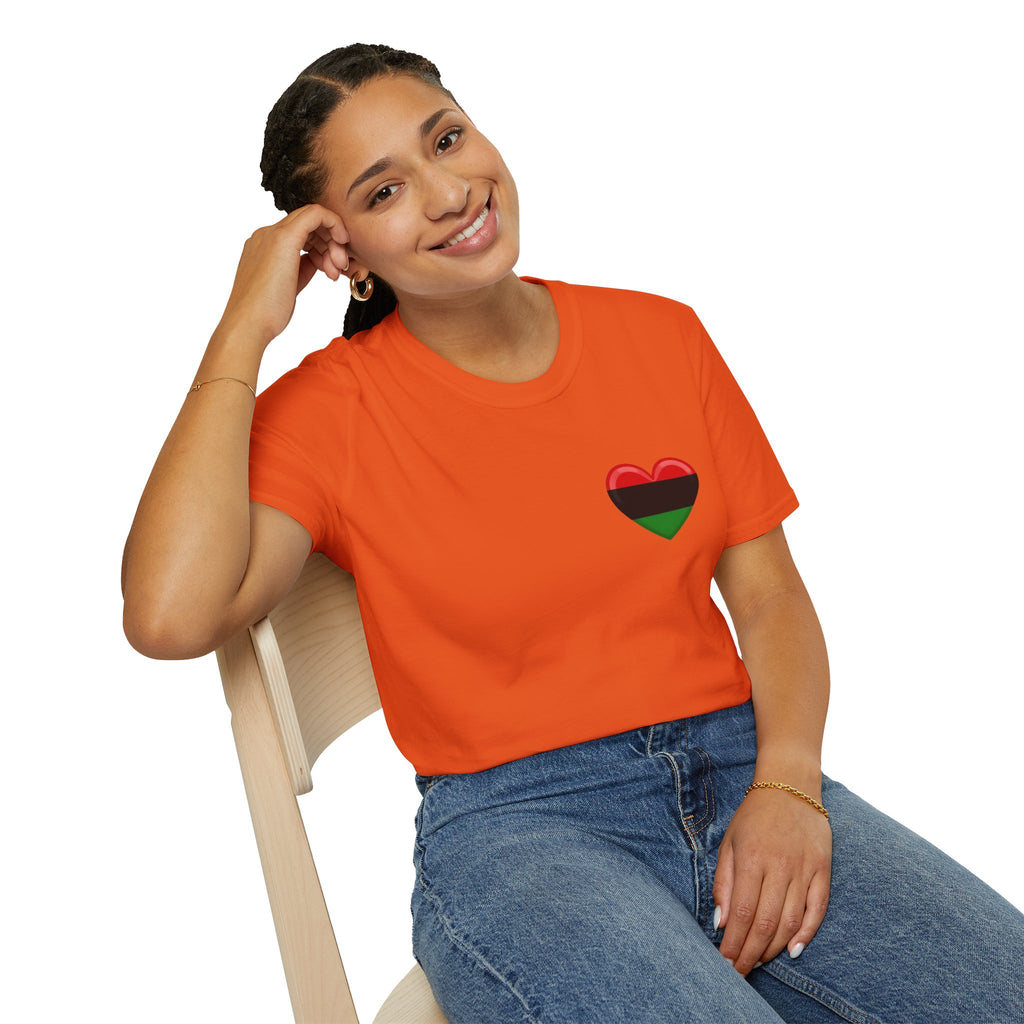 Unity and Heritage Unisex Softstyle T-Shirt with Pan-African Heart
