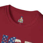 Patriotic Unisex Softstyle T-Shirt - "USA" & History Quote Design