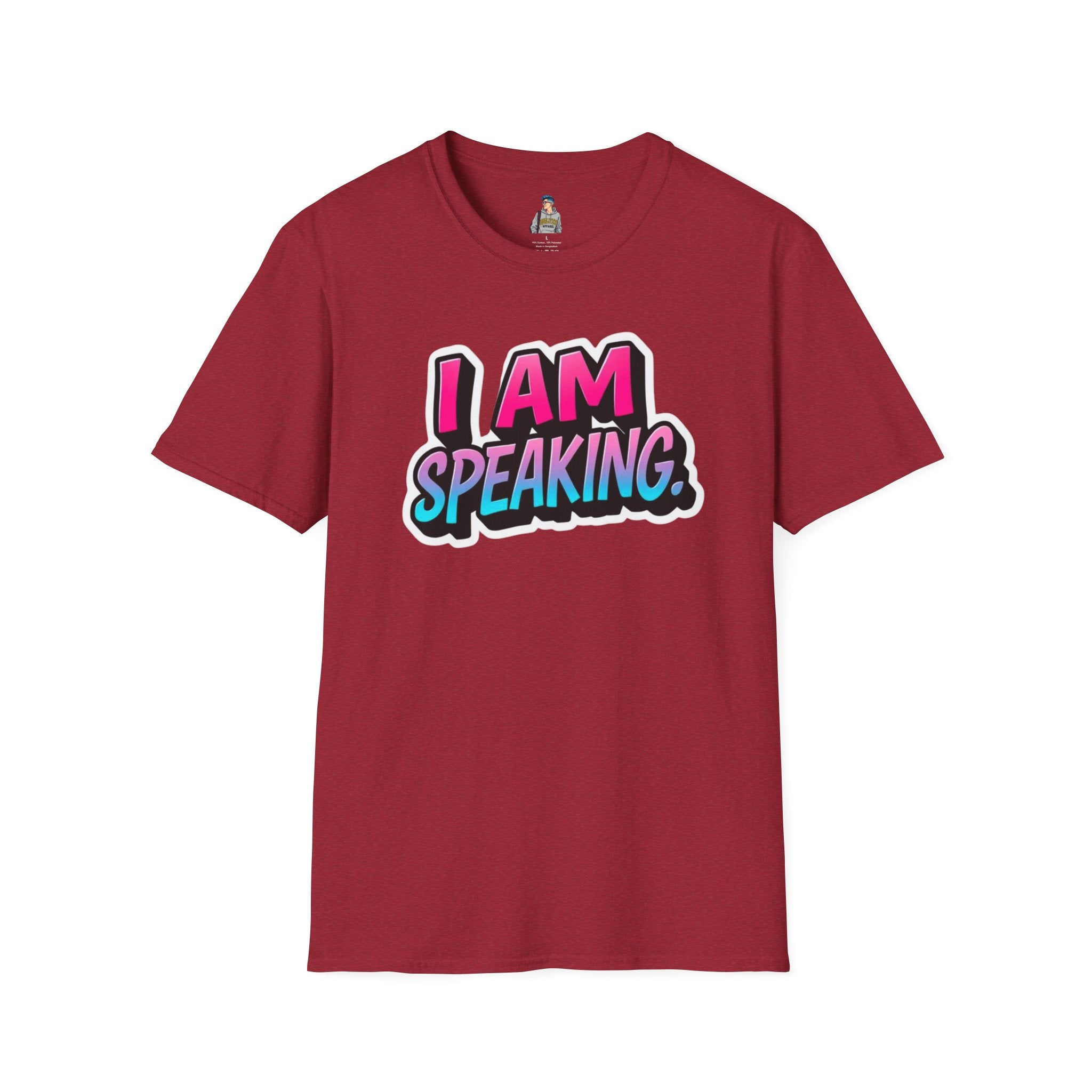 'I Am Speaking' Unisex Softstyle T-Shirt – Bold Statement Tee for Confident Voices