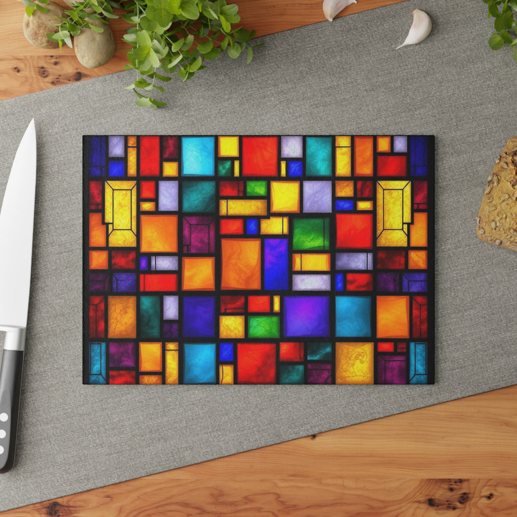 Vibrant Stained Glass Cutting Board - Colorful Kitchen Decor