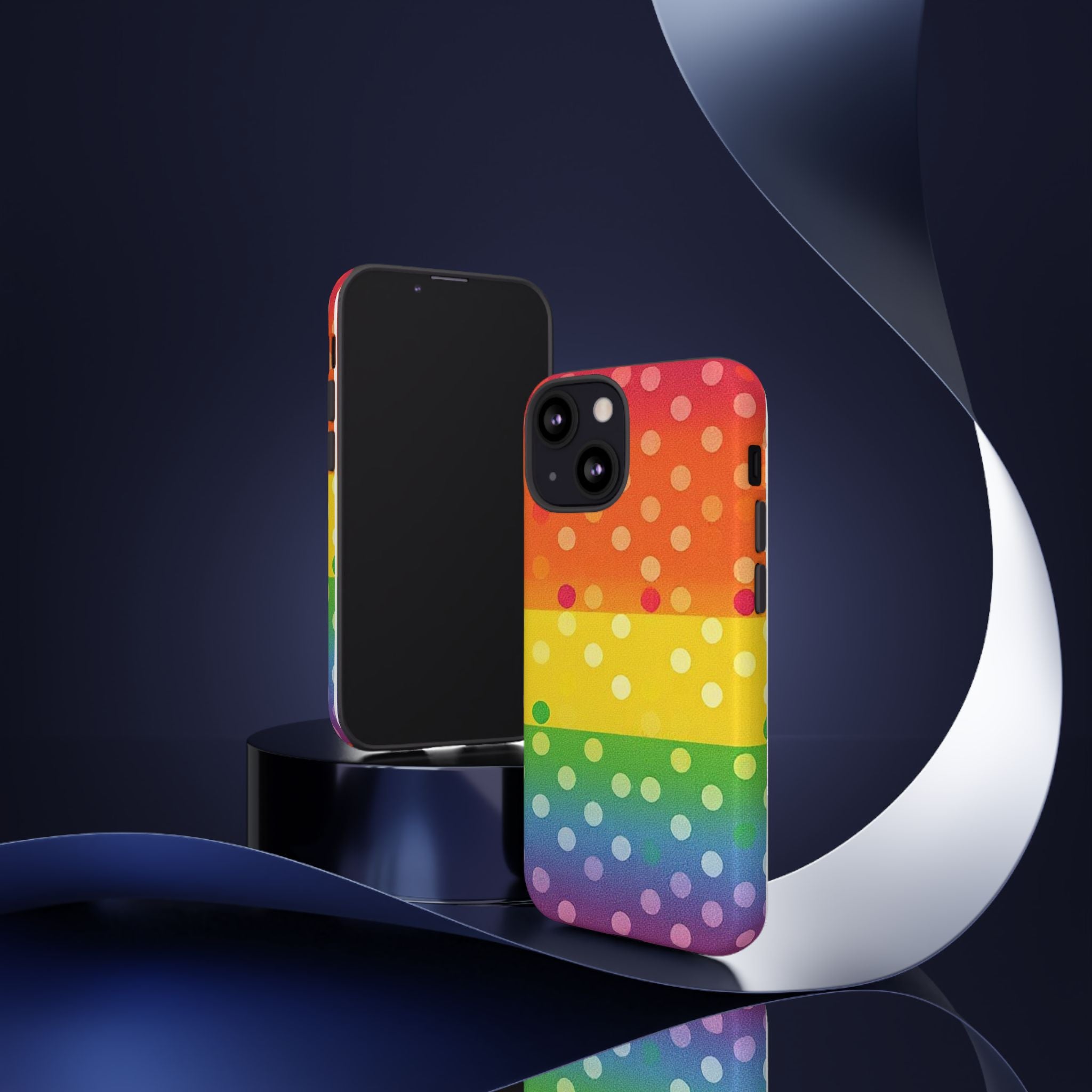 Rainbow Polka Dot Tough Phone Case for iPhone