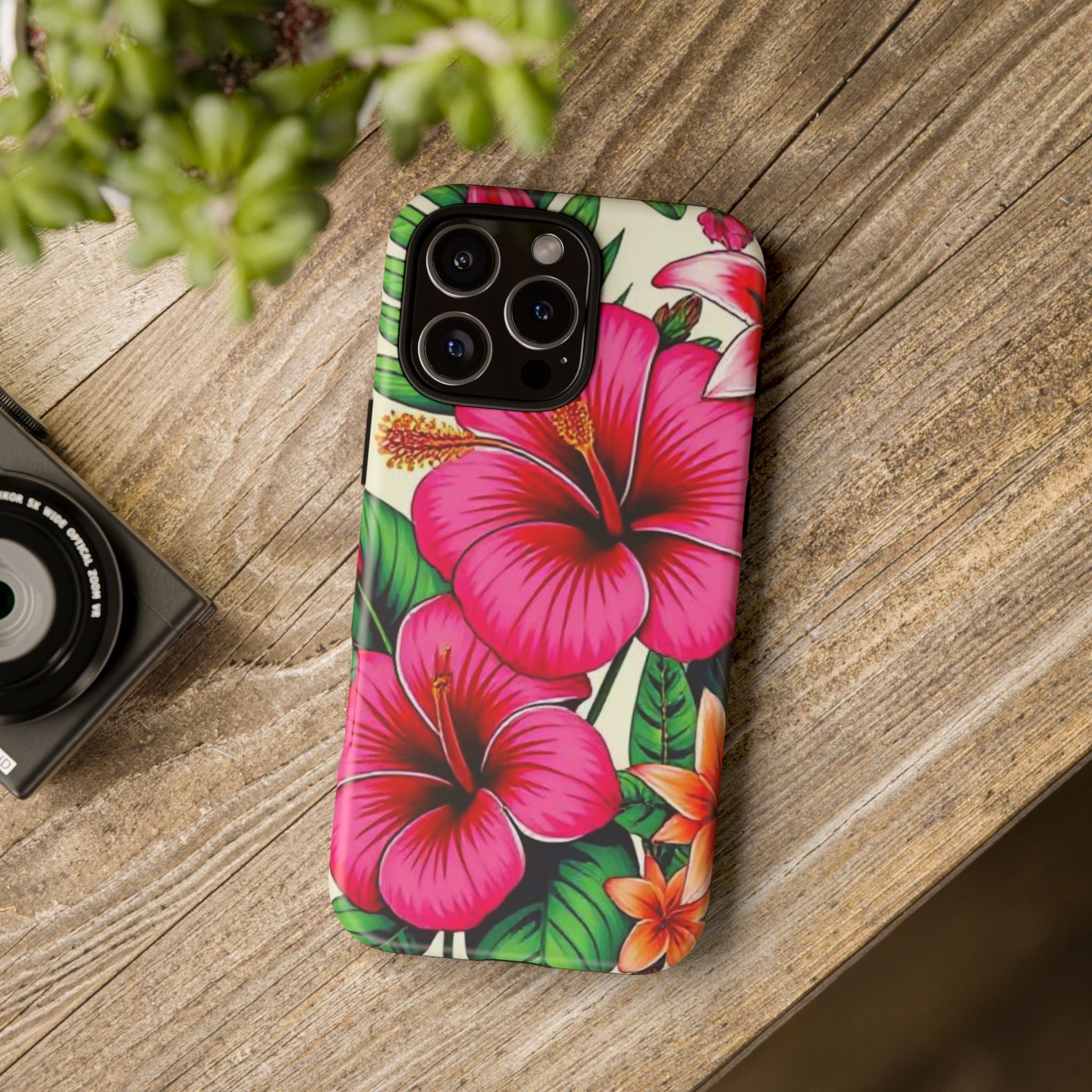 Tropical Hibiscus Phone Case for iPhone — Floral Tough Protective Cover