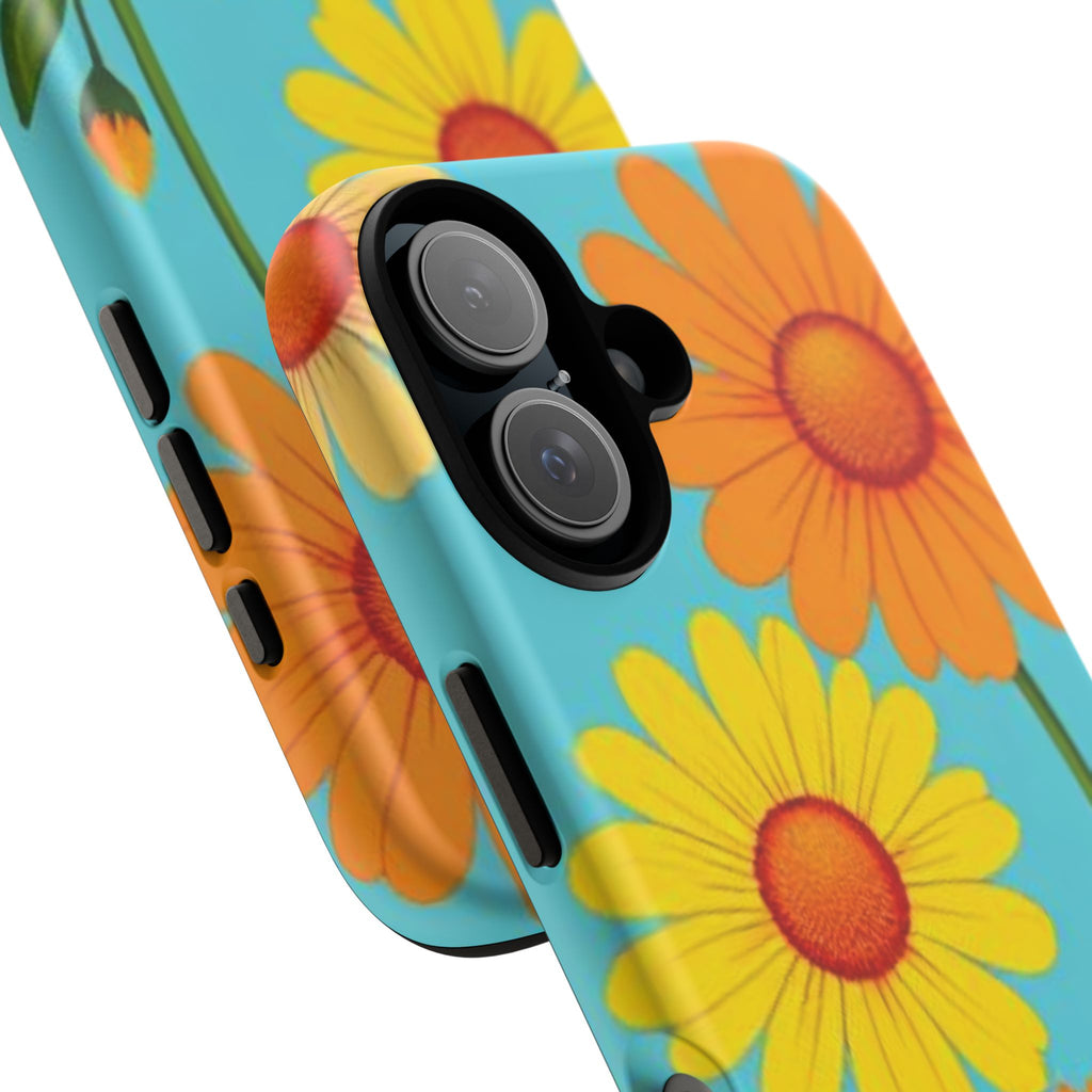 Floral Tough Phone Case for iPhone — Bright Daisy Garden Protective Cover