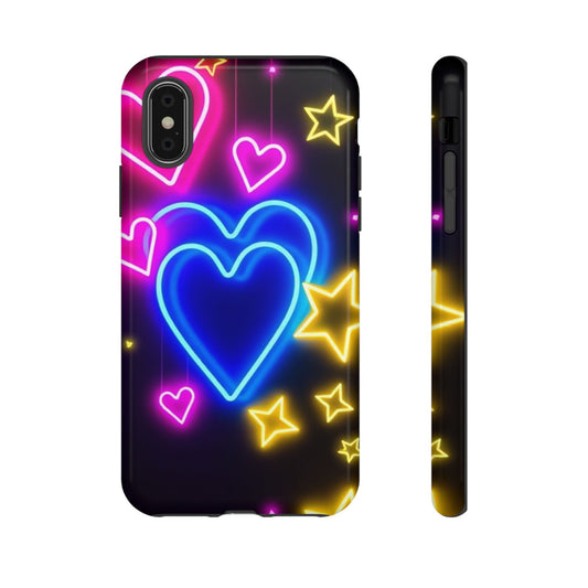 Android OR iPhone Compatible Cases - Neon Love Design - Unique Tough Cases