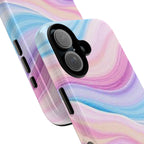 Pastel Marble Tough Phone Case iPhone — Swirled Pink & Blue Protective Cover