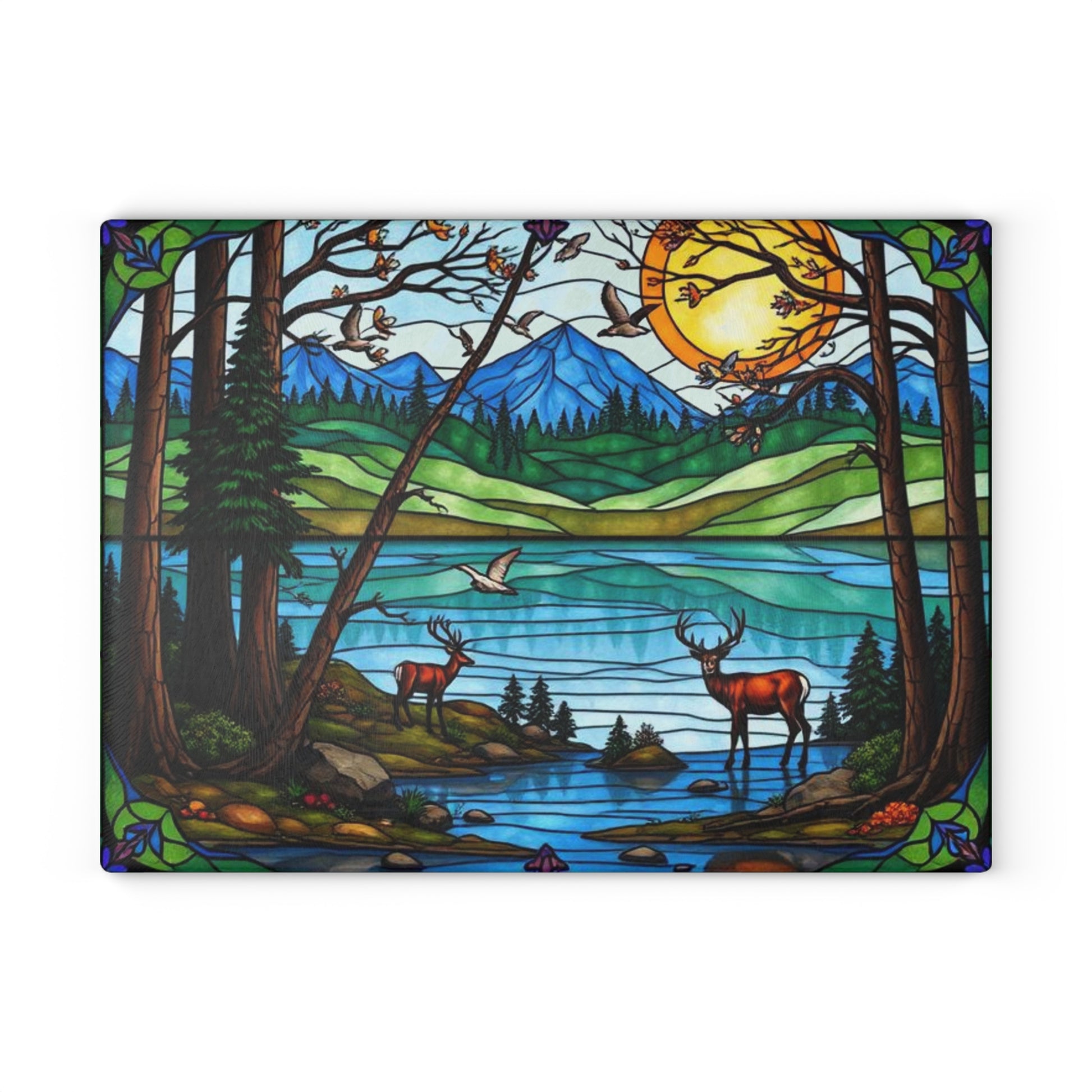 Stained Glass Nature Scene Cutting Board - Perfect Gift for Home Chefs & Nature Lovers