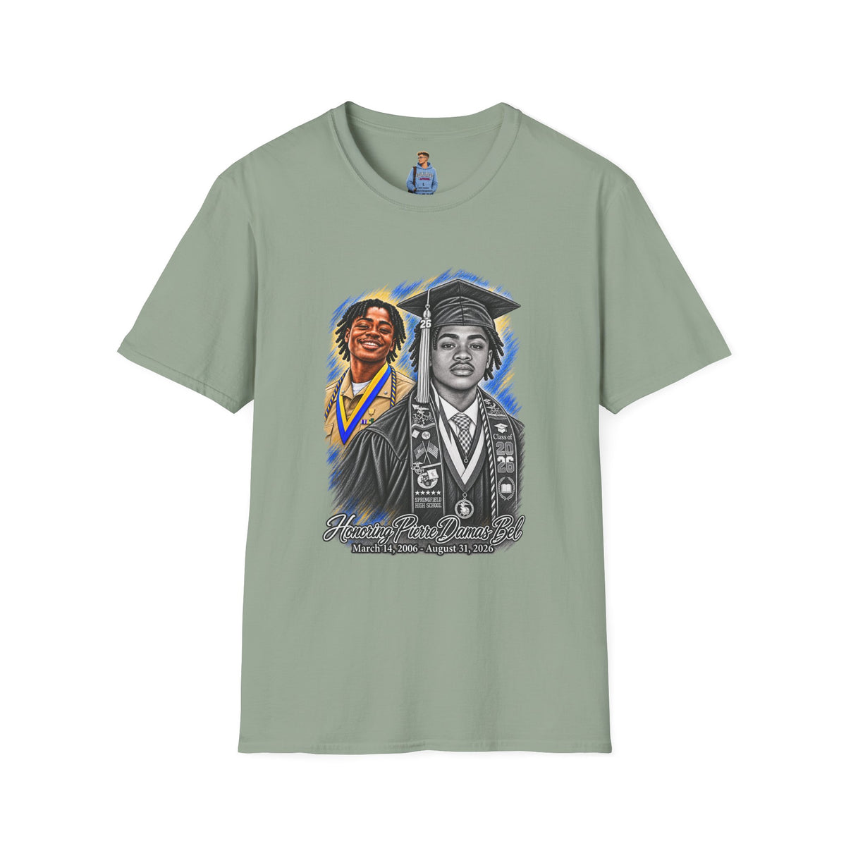 Double Portrait Front - In Memory of Pierre Damas Bel T-Shirt