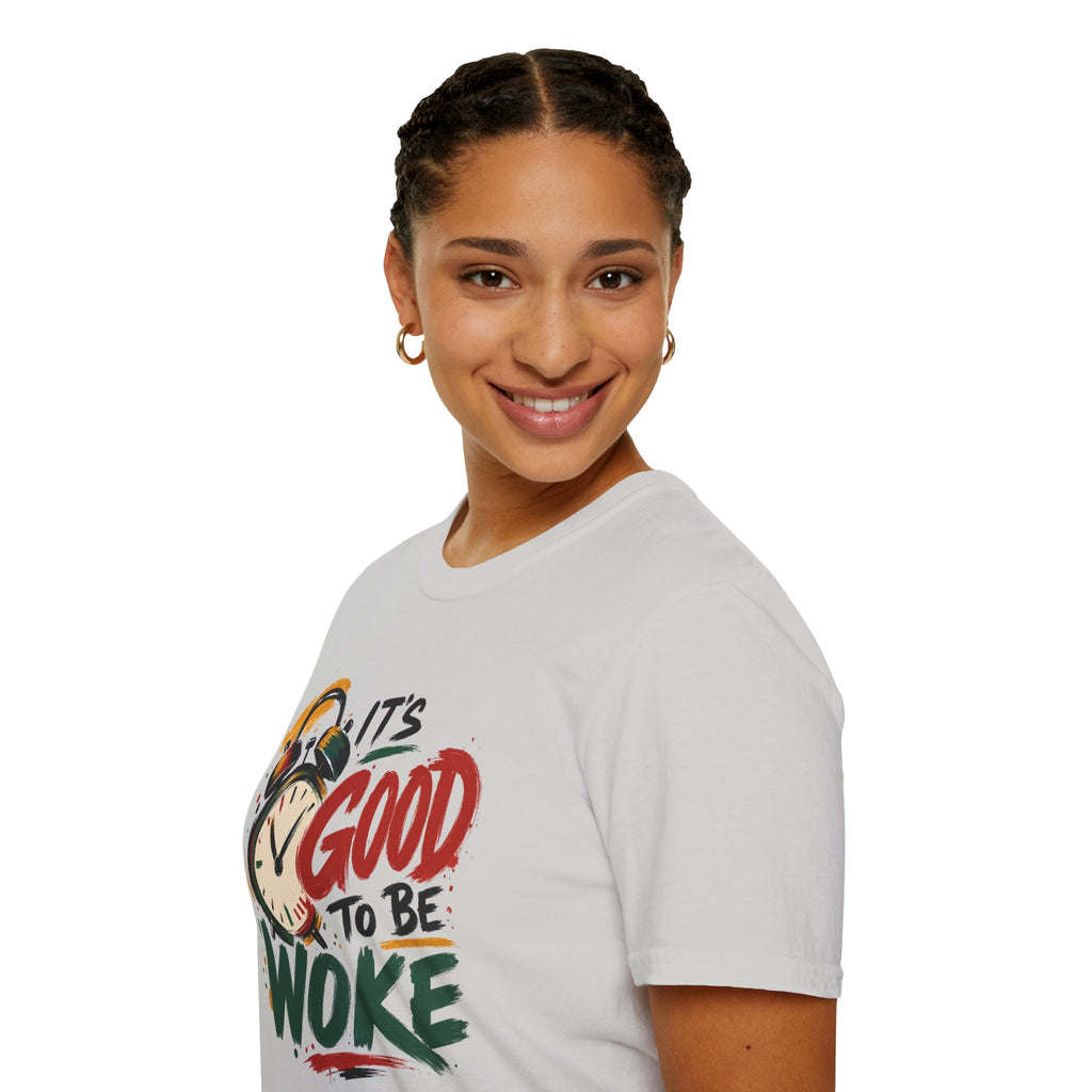 T-Shirt — "It's Good To Be Woke" Graphic Tee (Alarm Clock Design)