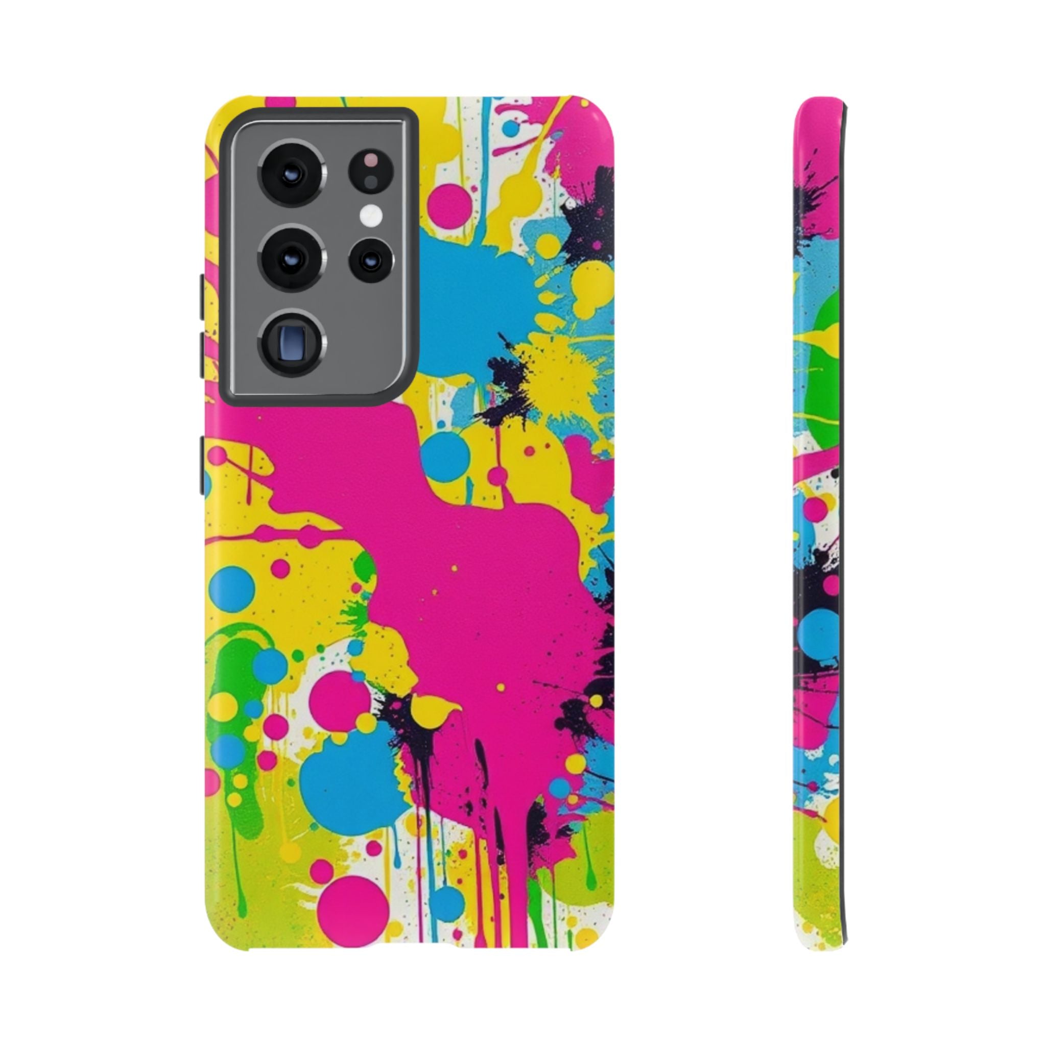 Android OR iPhone Compatible Cases - Crazy Retro Color Splash Design - Unique Tough Cases