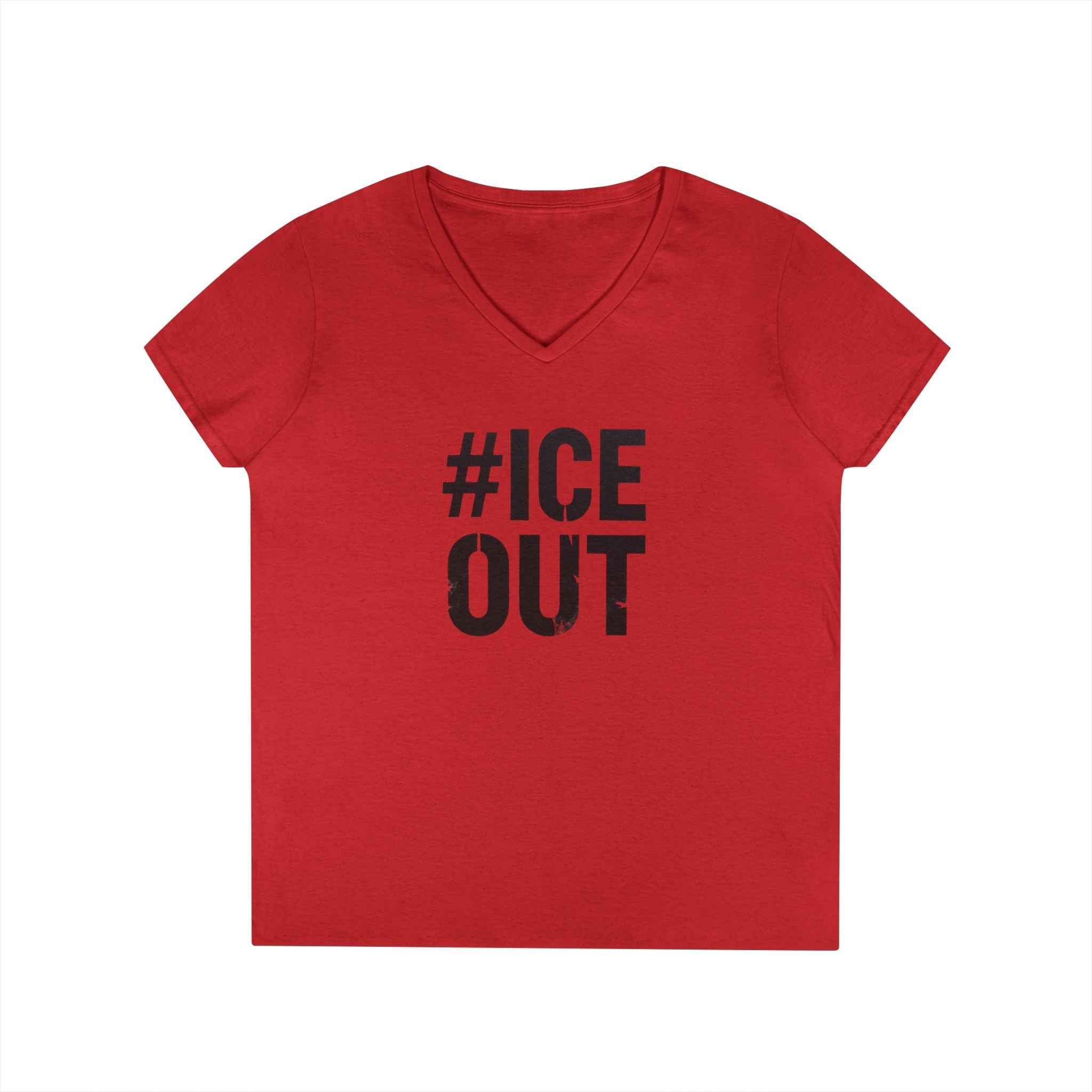 #ICE OUT Ladies' V-Neck T-Shirt — Trendy Hashtag Graphic Tee
