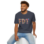 FDT Floral Letter Tee — Bold Floral Typography T-Shirt