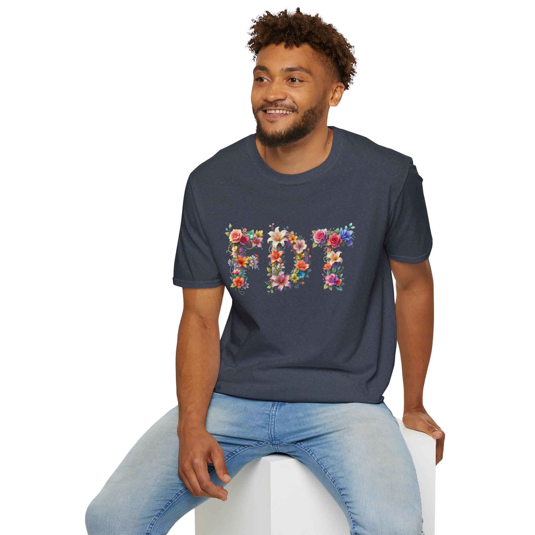 FDT Floral Letter Tee — Bold Floral Typography T-Shirt